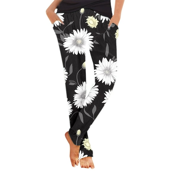 KDFJPTH Pants for Women Work Casual Harem Slip On Boho Beach Lightweight Loose With Pockets Womens Trousers