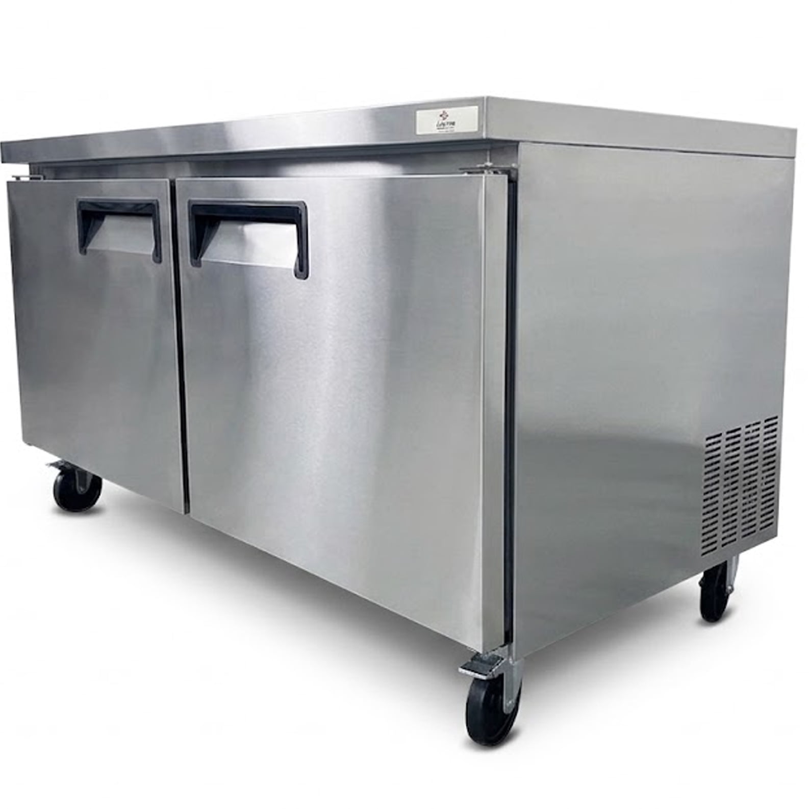 60" Commercial 2-Door Worktop Refrigerator Stainless Steel Undercounter Prep Fridge 17 Cu.Ft. NSF ETL