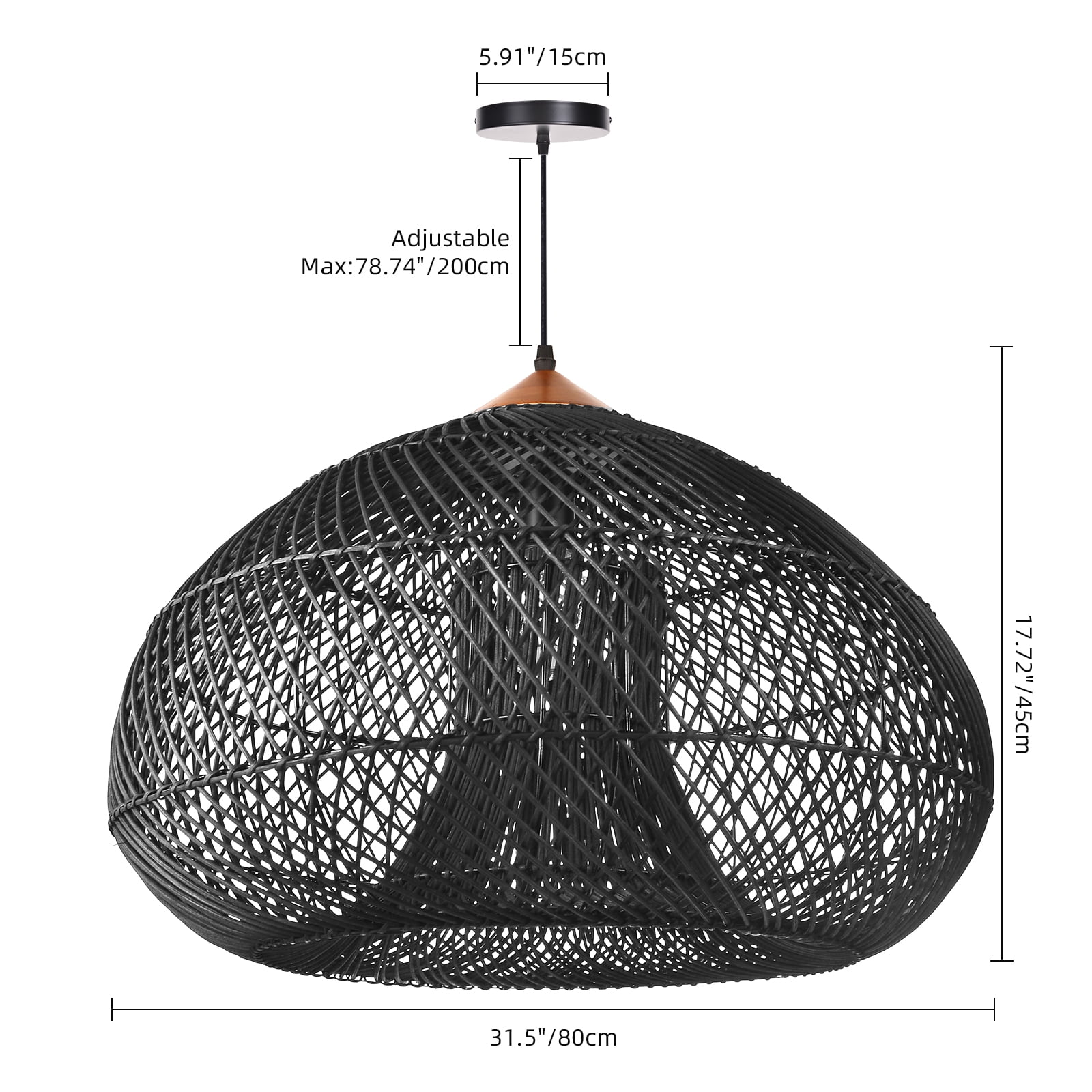 UEEYAC Trendy Rattan Pendant Light Wabi-sabi Style Retro Southeast Asian Chandelier