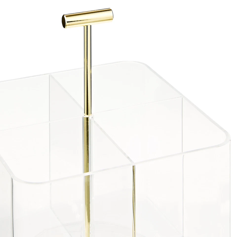 Rotating Desk Organizer, 6.57 In X 6.57 In X 7.28 In, 4 Compartments, Clear