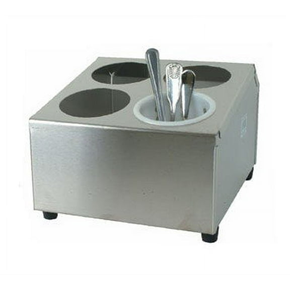 Thunder Group 4-Hole Flatware Cylinder Holder, Stainless Steel
