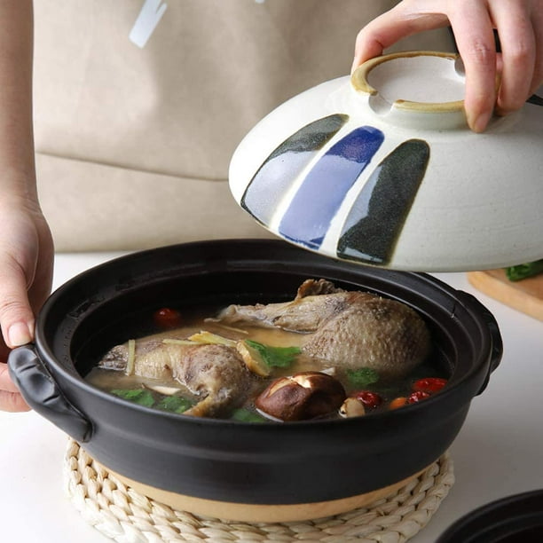 Clay Pot for Cooking Hot Pot,Dual Sided Yin Yang Hot Pot with  Divider,Double-Flavor Yuanyang Hot Pot, Japanese Clay Hot  Pot,Heat-Resistant Ceramic