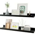 thumbnail image 1 of Floating Shelves es Wall Shelves Set of Wood Storage Shelves with Ledge Wall Mounted Floating Shelf for Living Room Kitchen Bedroom Books Photo Frames Decor Walnut, 1 of 8