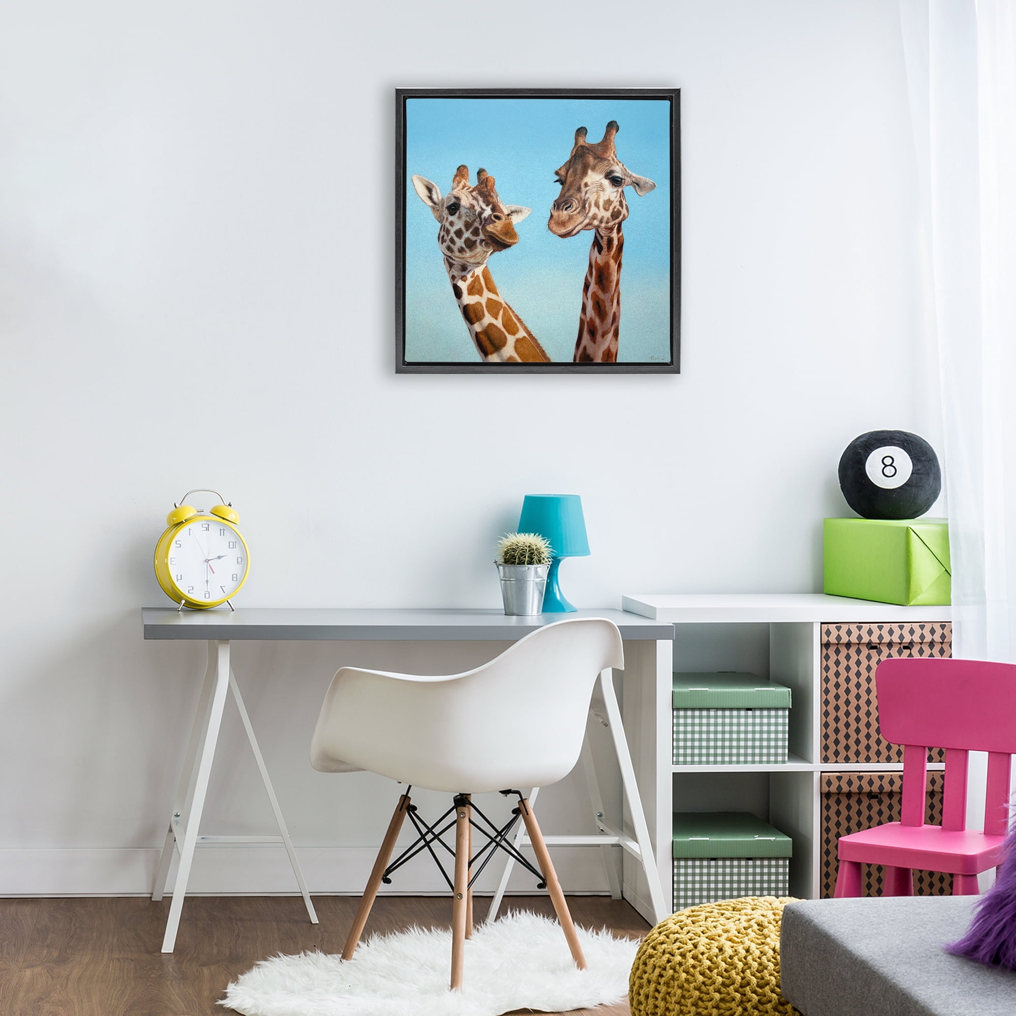 Stupell Industries Romantic Soulmate Giraffes Black Framed Floater Canvas Wall Art, design by Lucia Heffernan
