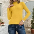 thumbnail image 5 of Telankuip Thin Cozy Sweaters for Women Turtleneck Long Sleeve Slim Fit Pullovers Sweater Comfortable Soft Solid Color Ribbing Knit Fall Winter Base Layer Tops Yellow XL, 5 of 8