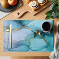 thumbnail image 2 of Teal Blue Marble 1 Pcs Placemats, Modern Abstract Art Marble Crack Washable Wipeable Table Mats for Dining Tables, Indoor Outdoor Kitchen Place Mats for Holiday Party Table Decor, 2 of 9