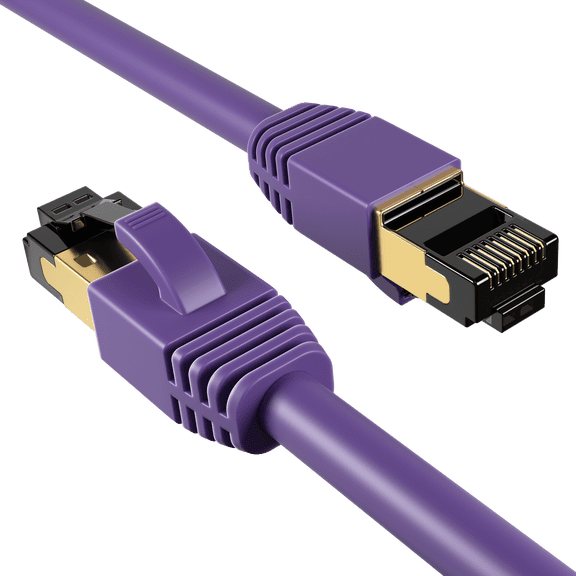 Cat8 5-Pack of 10FT Network Ethernet Patch Cable, 2000Mhz Internet Wire, For Router, Modem, PC, Laptop, TVs, Printer Cord, Consoles for Home and Office, Purple, Cables Direct Online