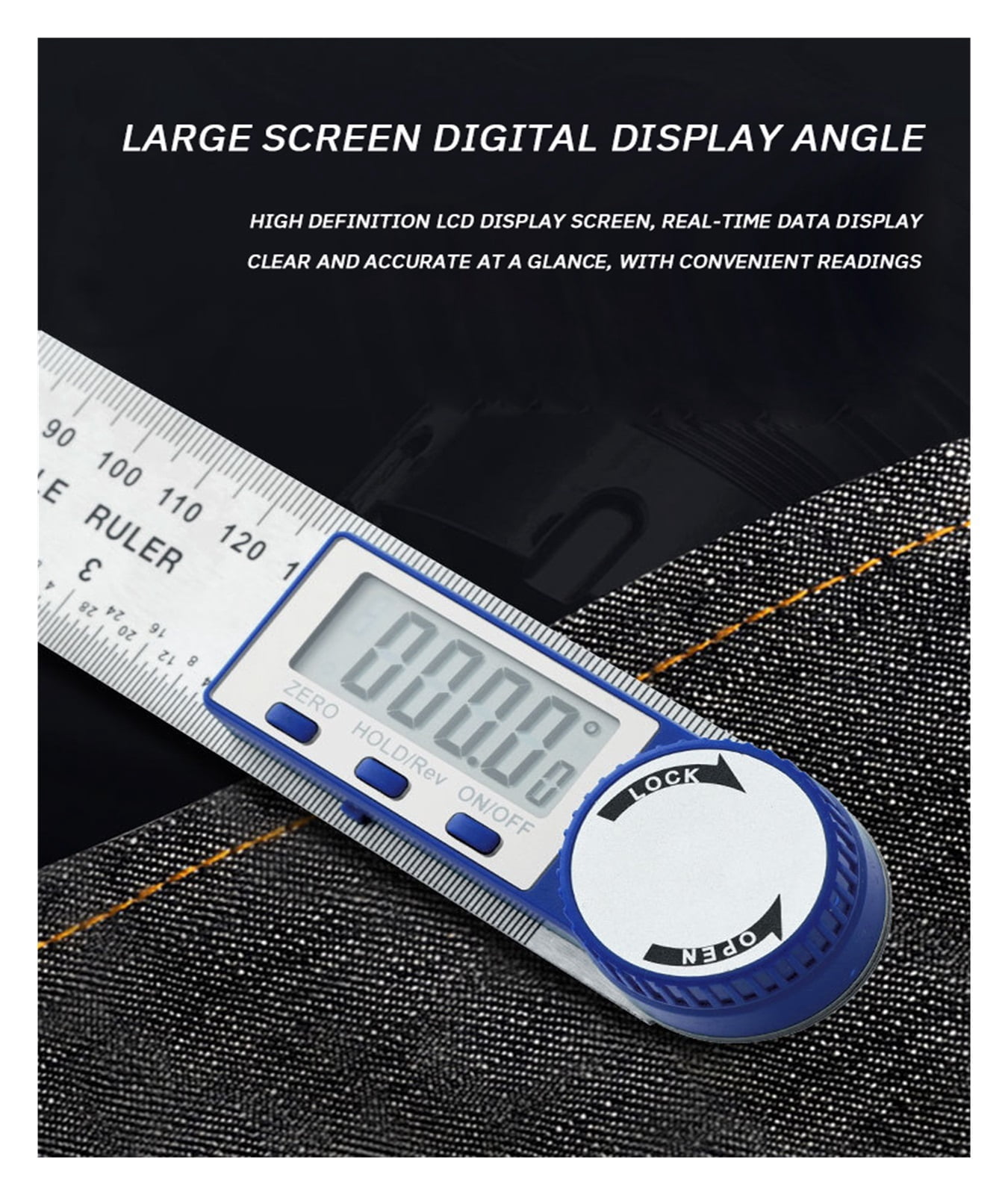 Two in One Digital Display Angle Ruler Multifunction Large Screen Display Plastic Protractor Caliper ,Water-Proof & Dust Resistant