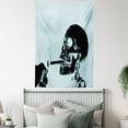 thumbnail image 4 of Skull Smoking Tapestry, X-ray Like Image of Skeleton and Killing Cigarettes Art Print, Wall Hanging for Bedroom Living Room Dorm Decor, 40W X 60L Inches, Pale Blue Charcoal Grey, by Ambesonne, 4 of 5