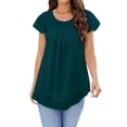 thumbnail image 5 of Hibeli Women Swiss Dots Summer Tunic Top Pleated Cap Sleeves Lightweight Chiffon Blouse, 5 of 7