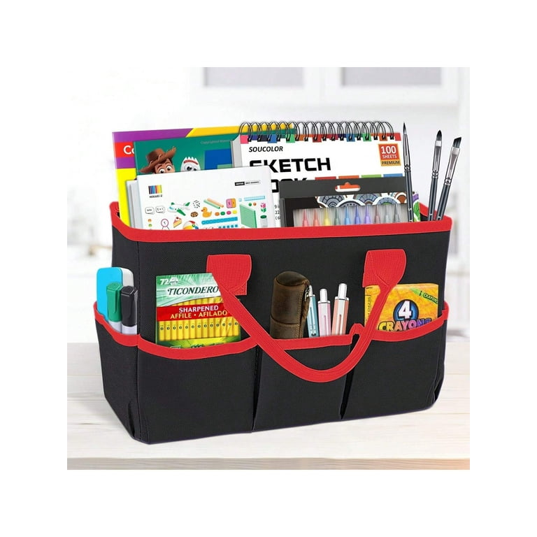 Black Desktop File Organizer Tote Multi-Use Storage Bag for