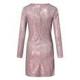 thumbnail image 4 of WTXUE Long Sleeve Dress, Women Dress Sequins V-neck Long Sleeve Self Cultivation Dress Slim Elegant Ladies Party Dress, Sequin Dress for Women, Pink Dress for Women, Pink 2XL, 4 of 7