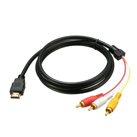 HDMI to 3 RCA Cable Male to Audio Video AV Conversion Line Cord Adapter Transmitter for HDTV DVD HD 1080P 5ft 1.5m Black