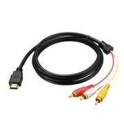 HDMI to 3 RCA Cable Male to Audio Video AV Conversion Line Cord Adapter for HDTV DVD HD 1080P 5ft 1.5m Black