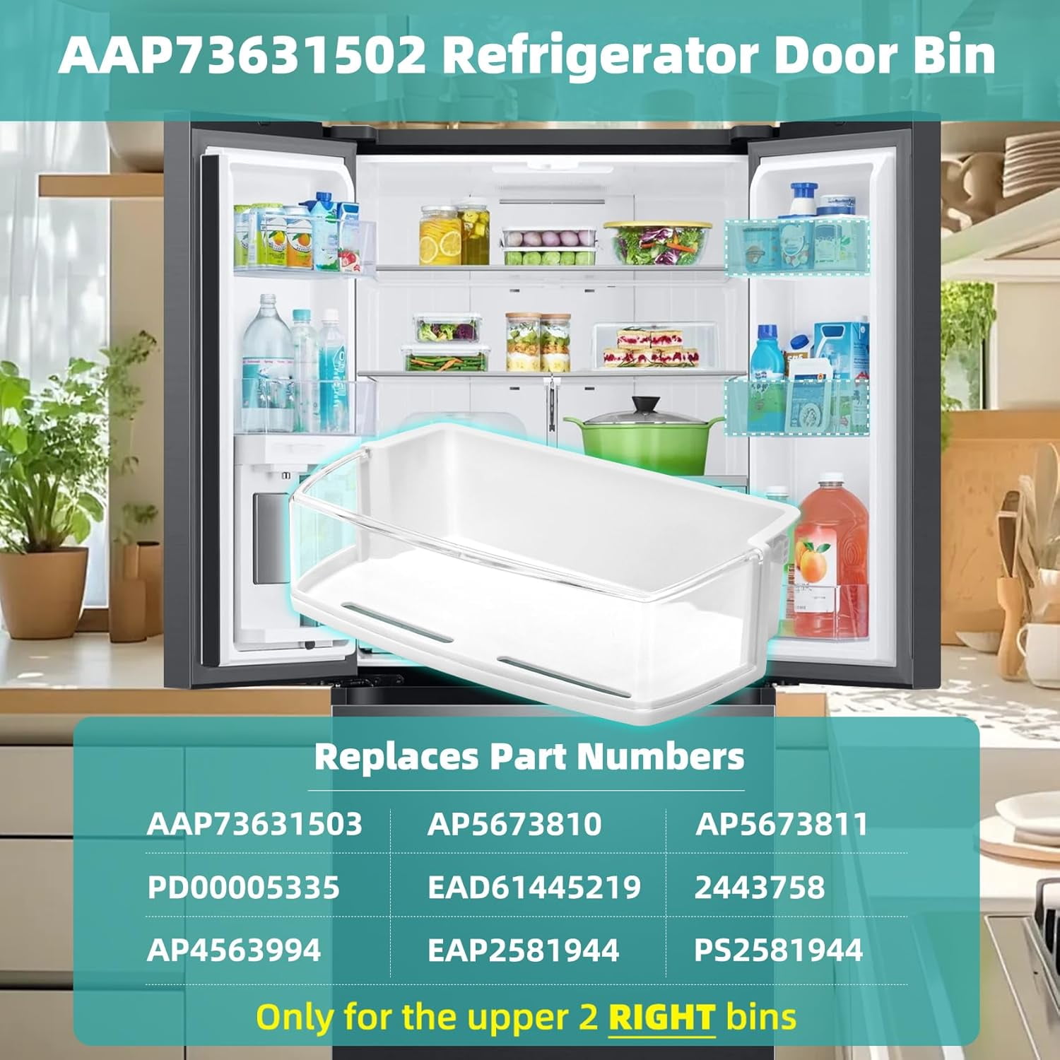 Upgraded AAP73631502 Refrigerator Door Shelf Replacement Compatible With LG KENMORE fridge door shelf Parts,Replacement AP5673810 2652330 EAP7786021 LFX28968sb AAP72909218 Fit Top Right-1 PCS