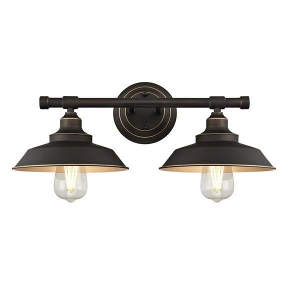 Westinghouse Lighting 6354800 2 Light Wall Oil Rubbed Bronze Finish with Highlights & Metal Shades