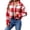Red, variant on Maplenight Cropped Fleece Jacket Women Collared Plaid Button Down Winter Coat with Pockets Soft Warm Cozy Casual Work Office Jackets