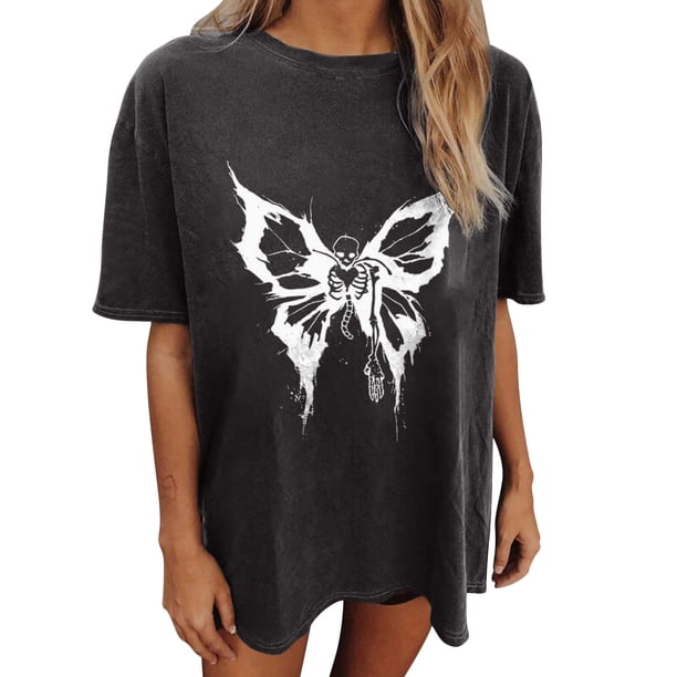 Camiseta de manga corta suelta con estampado de manga caída de Halloween para hombres y mujeres Pompotops hfajkhk140211