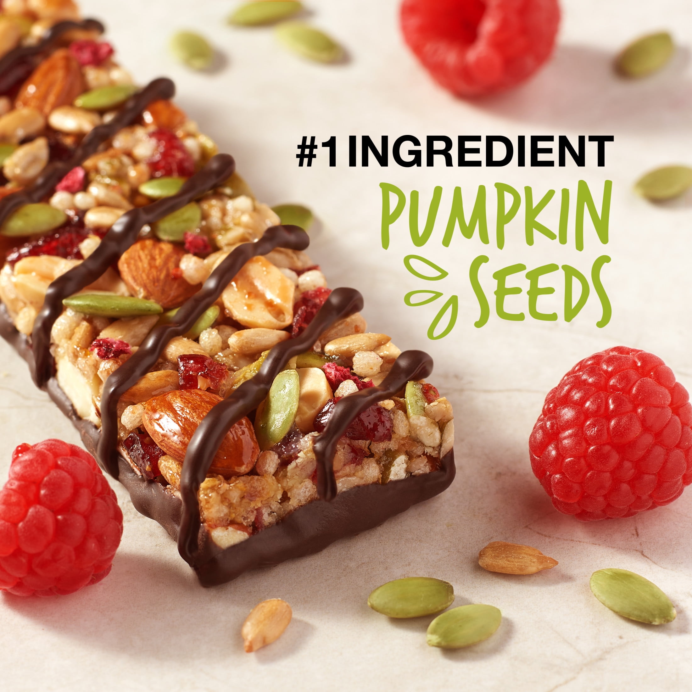 (6 pack) KIND Seeds Fruit & Nuts Snack Bar, Dark Chocolate Raspberry Pumpkin Seed, Gluten Free, 6 Count Box