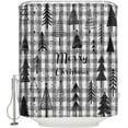 thumbnail image 2 of Polyester Fabric Christmas Tree Shower Curtain, Black and White Checkered Xmas Tree, Waterproof Bathtub Curtain Bathroom Decor Set with Hooks 72 x 72 Inches,, 2 of 6