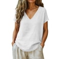 thumbnail image 4 of Aoiroe Women's Casual Short Sleeve Shirts,Womens Tops Trendy Women Clothing Trendy 2025 Oversized Button Down Blouse Top Women'S Holiday Blouses Shirts for Women Tunic Tops White L, 4 of 8