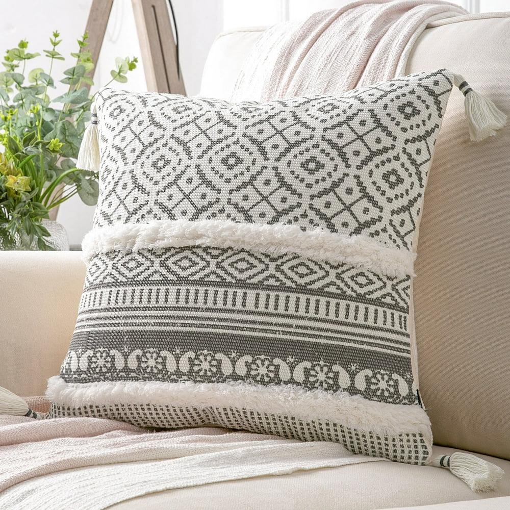 Phantoscope Printed Boho Woven Tufted with Tassel Series Decorative