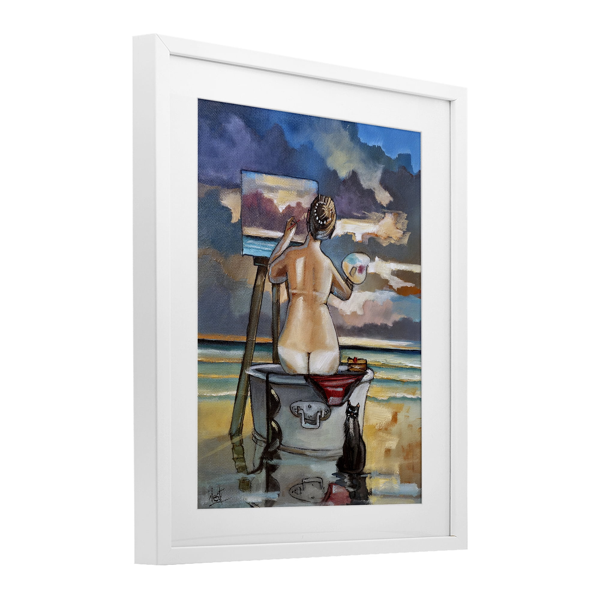 Stupell Industries Painting Up A Storm White Framed Print Under Glass, design by Ronald West