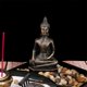 thumbnail image 3 of Zen Garden Incense Holder Candle White Sand and Decorative Stones (Thai Buddha),Buddha statue candelabra resin zen Buddha statue sandpan yoga, 3 of 5