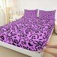 thumbnail image 3 of jejeloiu Cute Cartoon Bowknot Full Size Sheets,Jungle Animal Cheetah Bed Sheets,Purple Black Sheet Sets For Adult,Super Cozy Room Decor,4-Piece, 3 of 7