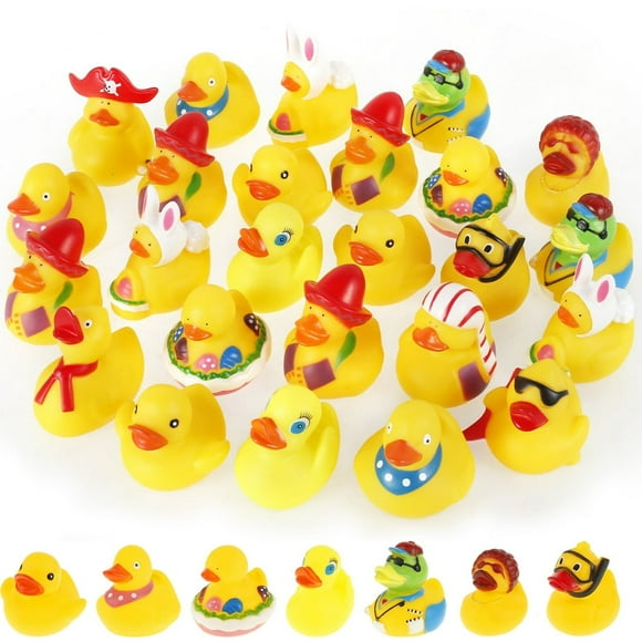 25PCS Rubber Ducks Bath Toy Cute Float Duck Toys Squeeze Baby Bath Duck Toys Assorted Duck Toy Baby Showers Toy Novelty Bath Ducks for Bathtub Pool Boys Girls Kids Car Decoration