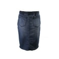 thumbnail image 2 of earl jeans new blue women's 8 braided trim straight pencil denim skirt, 2 of 3