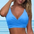 thumbnail image 5 of Hessimy Women's Push Up Full Coverage Bikini Top Underwire Crossover Swimsuit Tops Lace Up Vacation Bikini Sport Bra Fashion(Sky Blue,L), 5 of 7