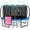 Blue, variant on Joyberri trampoline for kids with trampoline net, add-on LED lights, and sprinklers, 12-ft, Black