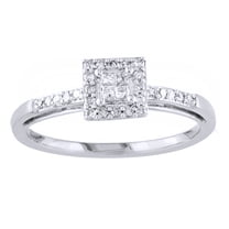 Princess Cut White Natural Diamond Square Frame Engagement Ring in 10k White Gold (0.2 Cttw)