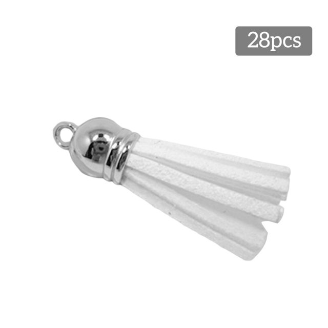 28 Pieces Keychain Charms Creative Delicate Keyring Pendant Tassels Simple Handbag Decor Tassel Craft Decoration DIY Accessory White