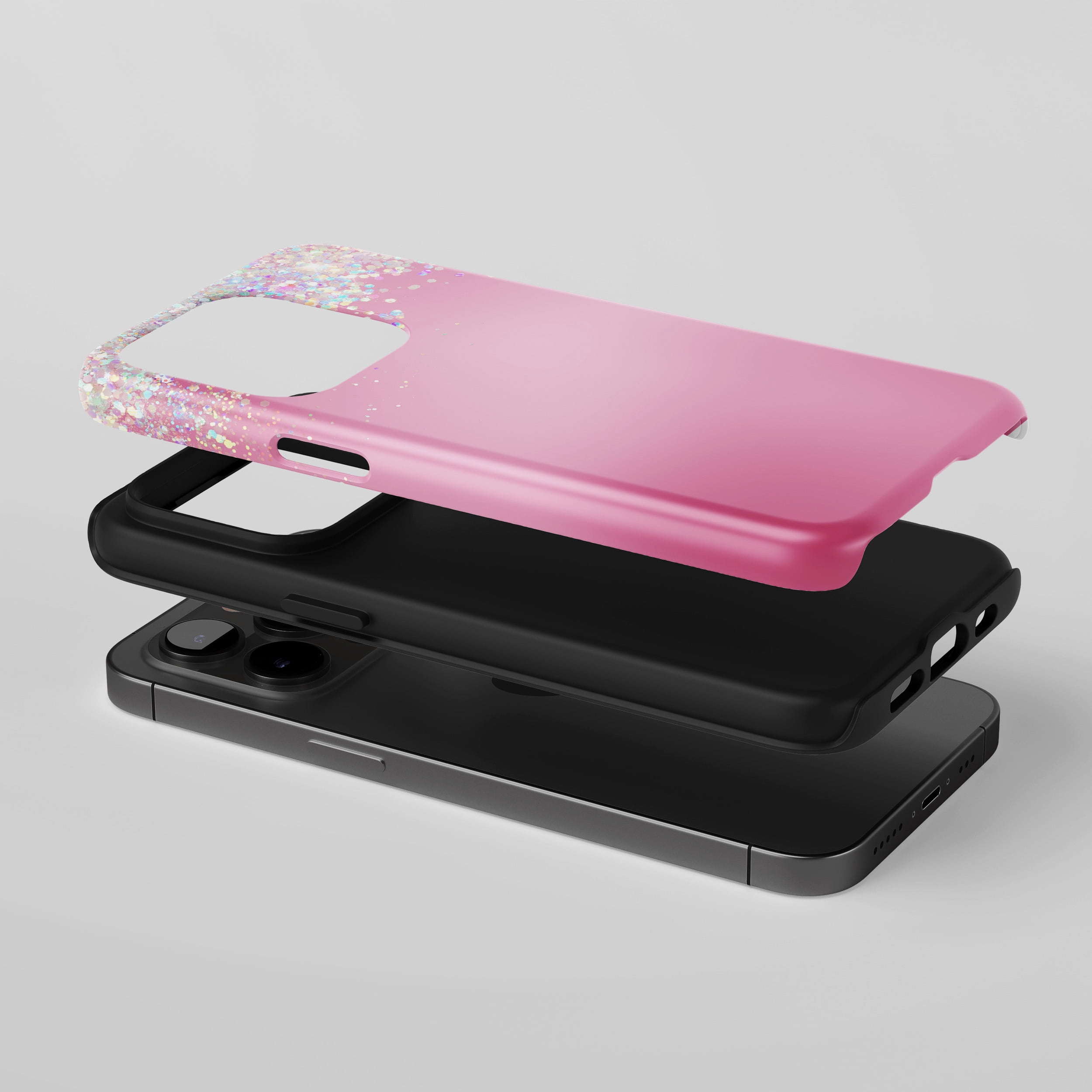 Glitter Gradient Pink Case For All iPhone Series Tough Phone Case