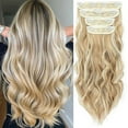 thumbnail image 6 of Benehair 4 Pieces Set Clip in Hair Extensions Highlight Wavy Curly Long Synthetic Hairpieces for Women 22 inch Dark Blonde mix Bleach Blonde, 6 of 9