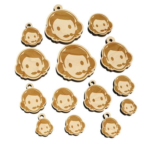 Occupation Customer Service Woman Icon Wood Mini Charms Shapes DIY Craft Jewelry - With Hole - 12mm (26pcs)