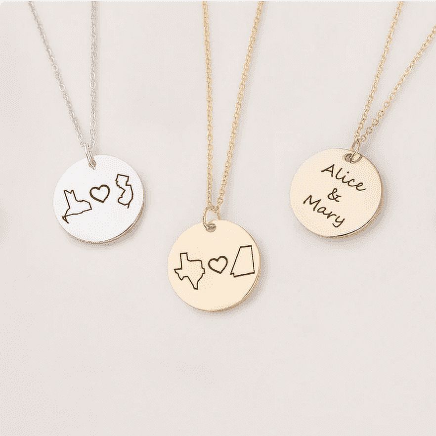 Best Friend Necklace - Custom Long Distance State Necklace Gift - Best Friend Necklace Personalized - Long Distance Friendship Gift
