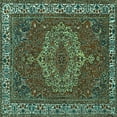 thumbnail image 1 of Ahgly Company Indoor Square Persian Turquoise Blue Traditional Area Rugs, 4' Square, 1 of 4