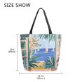 thumbnail image 5 of FORMRS Womens Canvas Tote Bag with Zipper Inner Pocket Shoulder Handbag, Seaside Leaves, 5 of 7