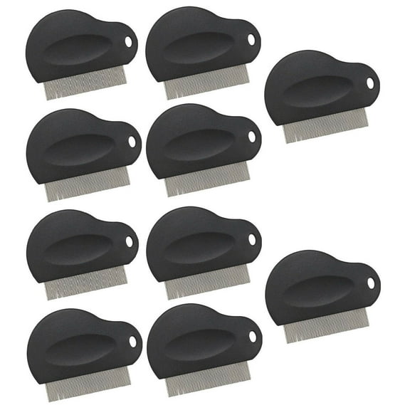 Pet Flea Combs Contoured Grip 3" 29 Tooth Tool Black or Purple Bulk Available (Black - 10 Combs)