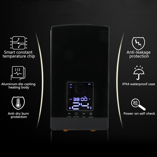 Calentador De Agua, Protección Antifugas Calentador De Agua Eléctrico Instantáneo Montado En La Pared Chip Inteligente De Temperatura Constante Para Ducharse Para Lavar Platos