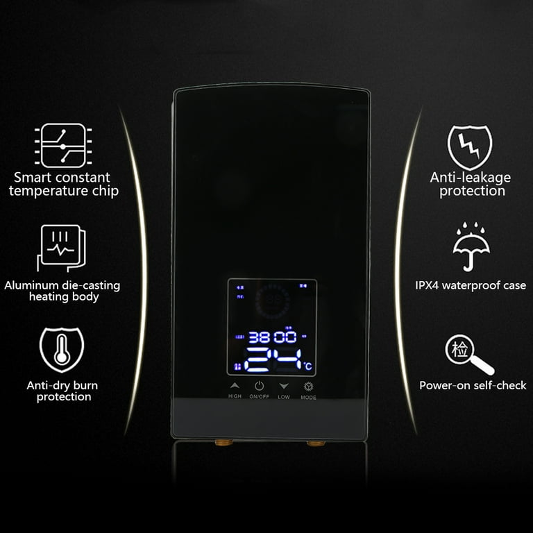 Water Heater, Intelligent Constant Temperature Chip Electric Water Heater  Built-in Anti-leakage Protection Wall Mounted For Showering For Washing  Dishes Black - Walmart.com