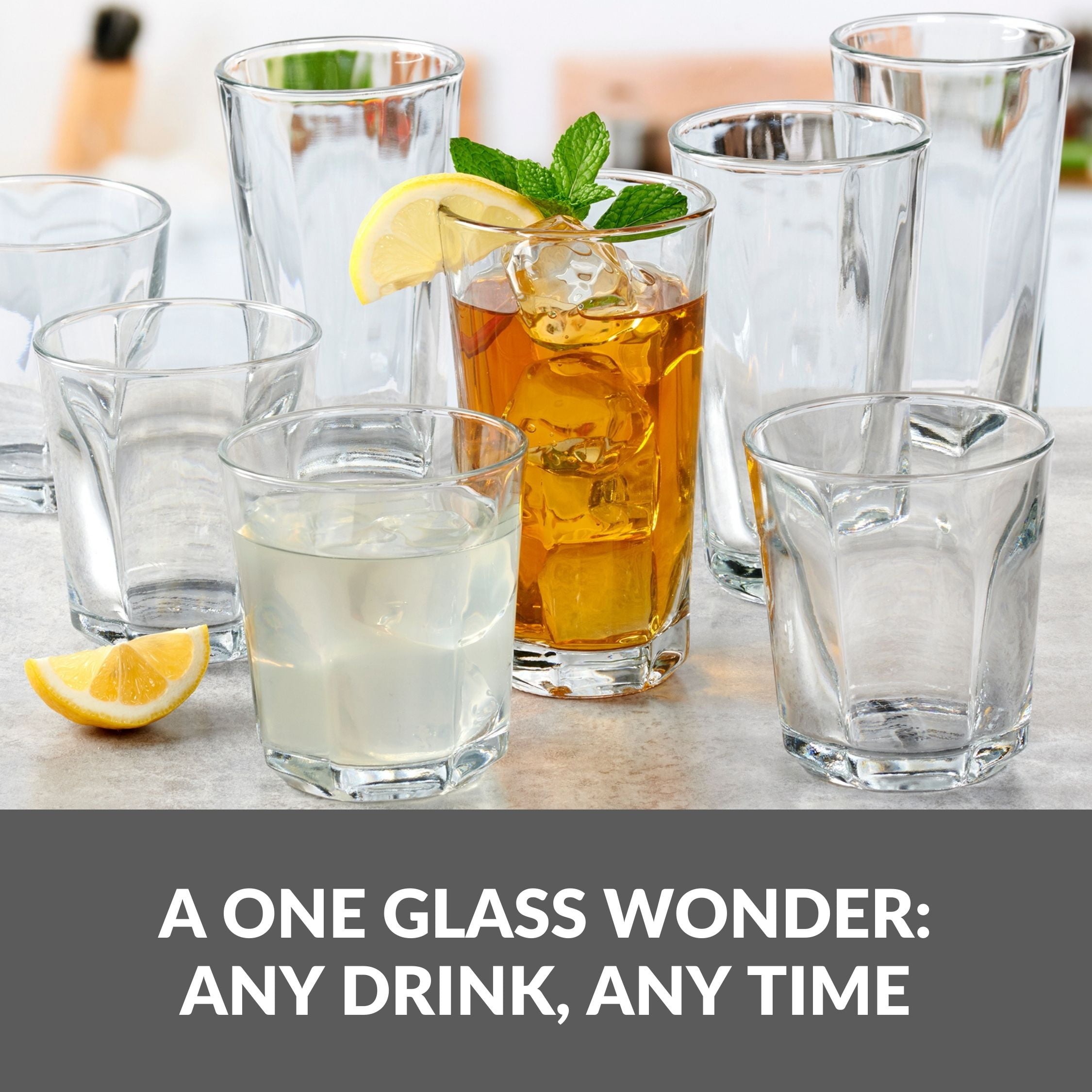 Mainstays Leila Glass Drinkware Set, 12 Ounce and 16 Ounce, Set of