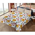 thumbnail image 4 of Ambesonne Emoji Fitted & Top Sheet Set with Sham, Alice Inspirations Pots Faces, Soft Blue Mustard, 4 of 5