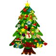 thumbnail image 1 of Árbol de Navidad de fieltro con cadena de luces LED y 32 adornos colgantes para el hogar., 1 of 14