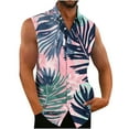 thumbnail image 1 of Tank Top para Hombres Botón de Impresión de los Hombres Casual Manga Corta Turndown Collar Tank Top, 1 of 4