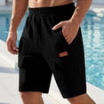 thumbnail image 4 of Guluxicc Mens Workout Shorts Elastic Waist Beach Shorts Regular Fit Solid Color Summer Outdoor Casual Shorts with Pockets, 4 of 7