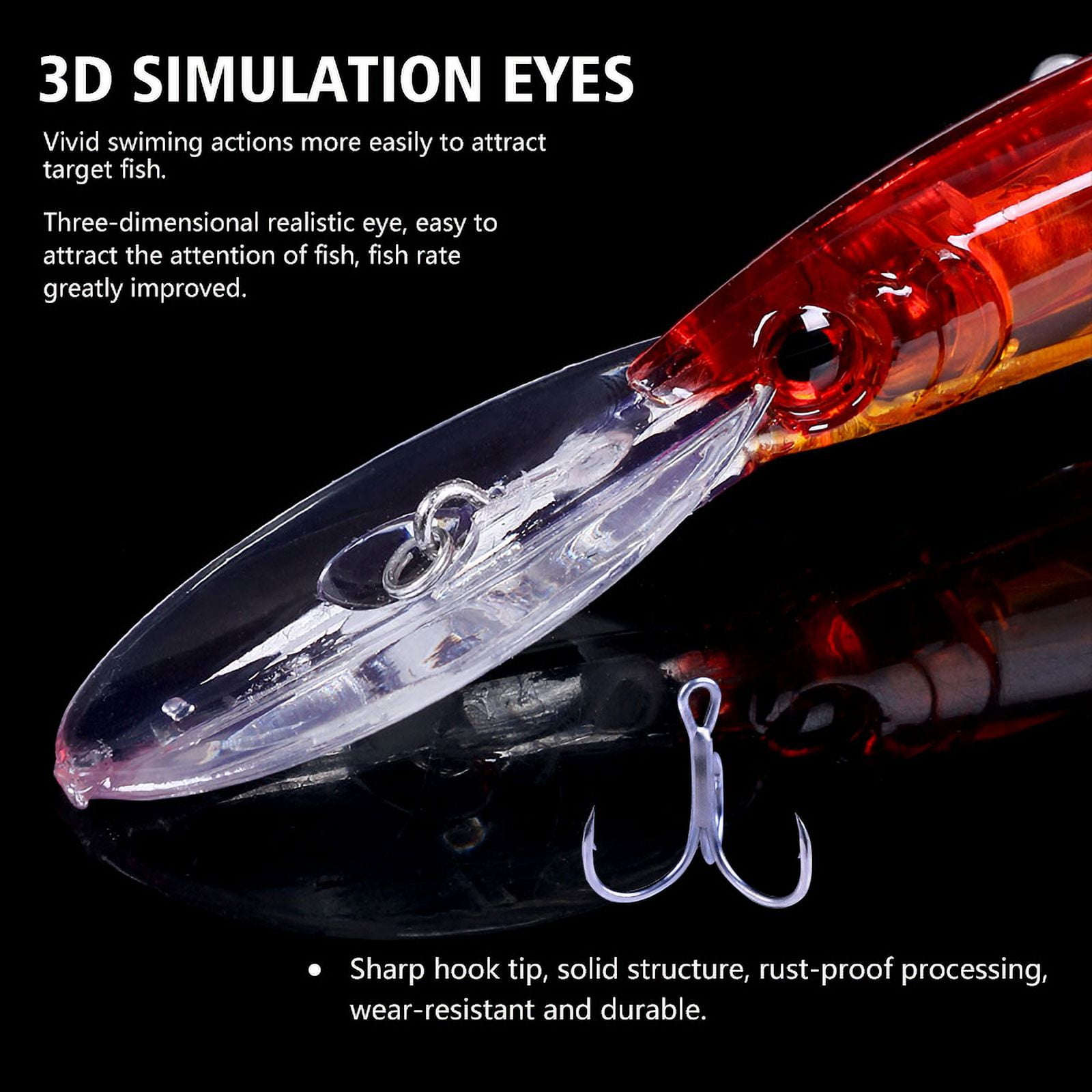 HENGJIA Fishing Lures Large Hard Bait Minnow VIB Lure with Treble Hook Life-Like Swimbait Fishing Bait Popper Crankbait Sinking Lure for Trout Bass Walleye Redfish, 12PCS